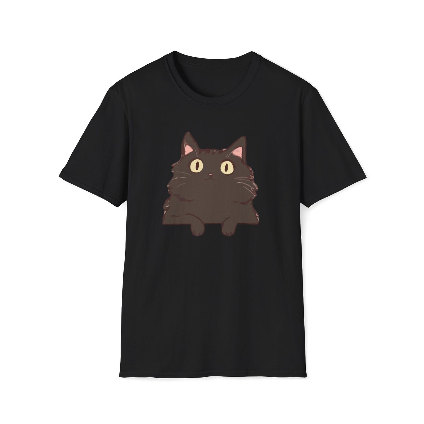Fluffy Black Cat Stare T-Shirt