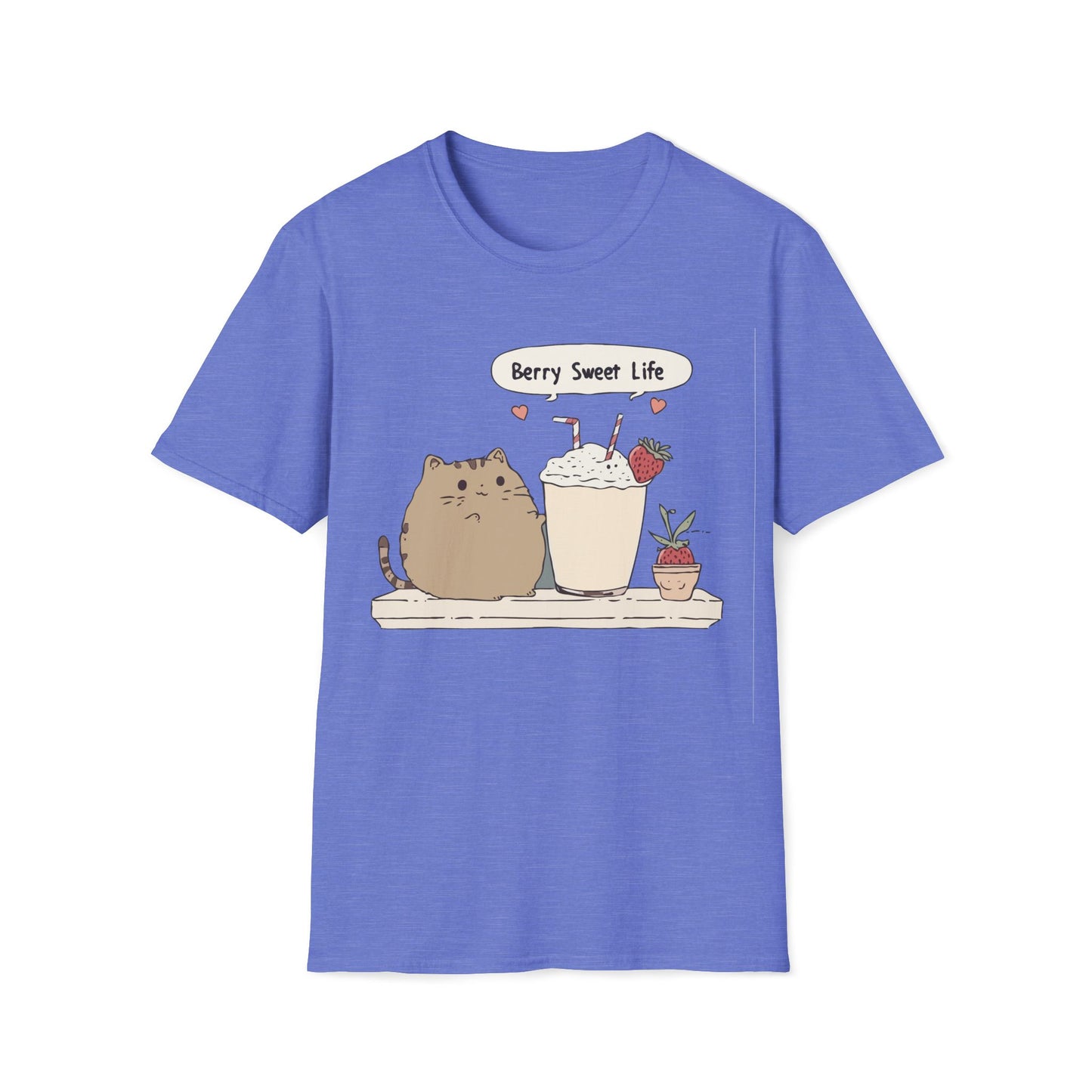 Berry Sweet Life – Kawaii Cat and Strawberry Milkshake T-Shirt