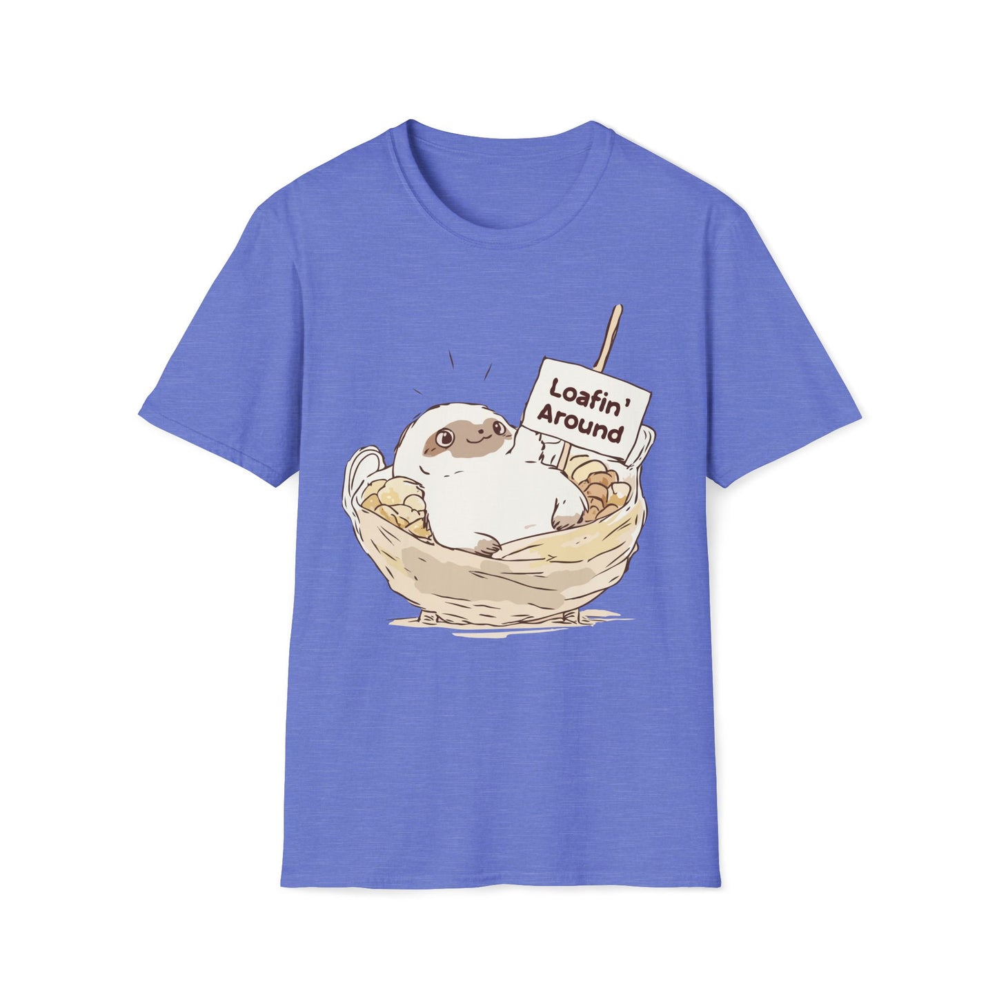 Loafin' Around – Cute Lazy Sloth in Bread Basket T-Shirt