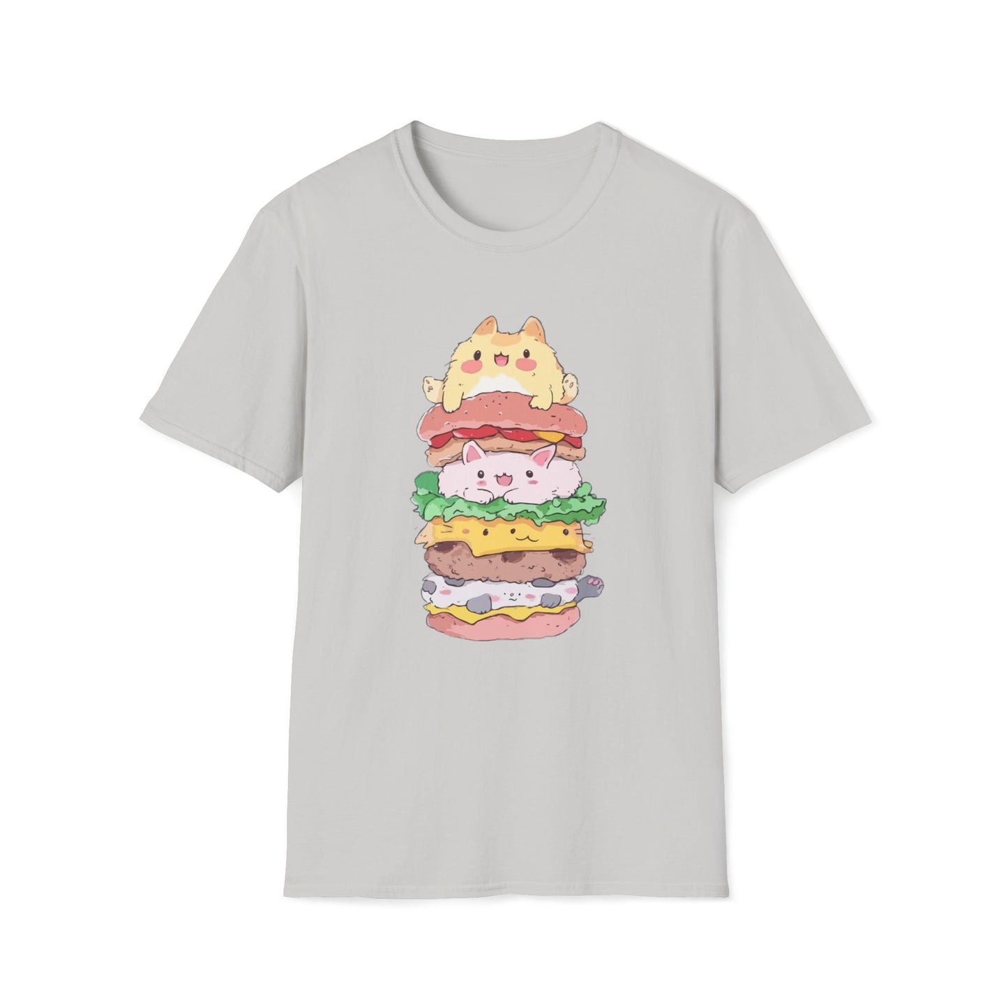 Stacked Kawaii Cat Burger T-Shirt