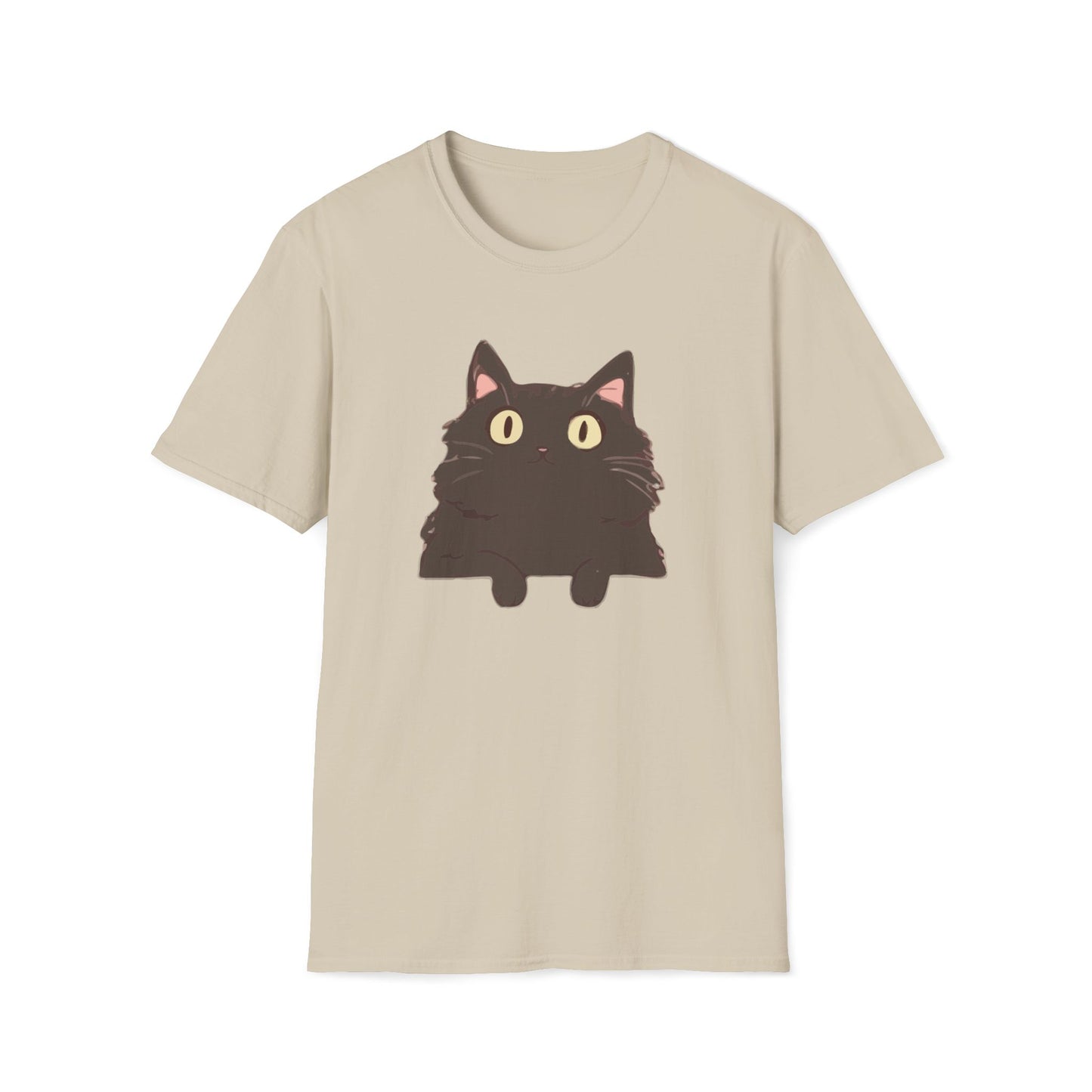 Fluffy Black Cat Stare T-Shirt