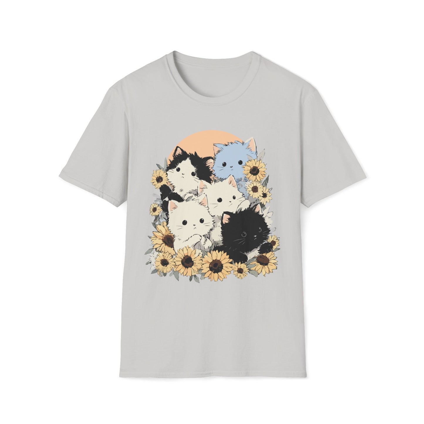 Sunflower Squad – Cute Kitten Bloom Tee