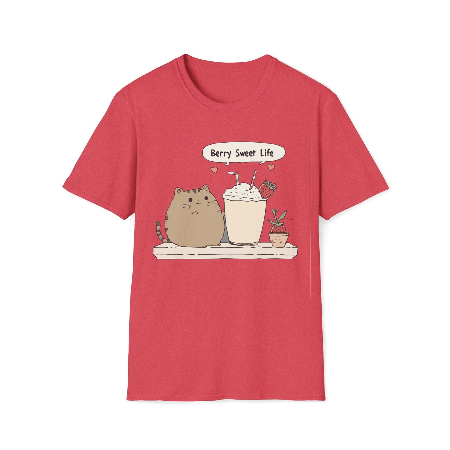 Berry Sweet Life – Kawaii Cat and Strawberry Milkshake T-Shirt