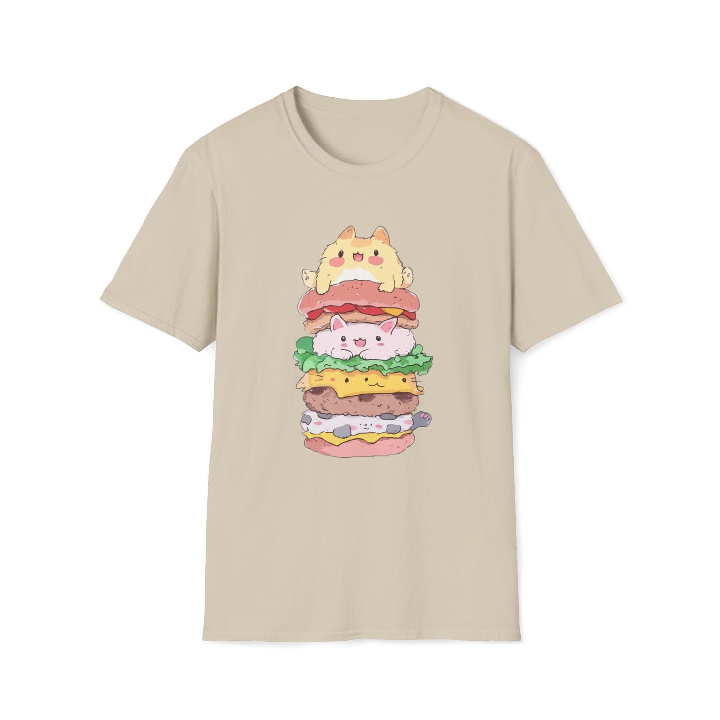 Stacked Kawaii Cat Burger T-Shirt