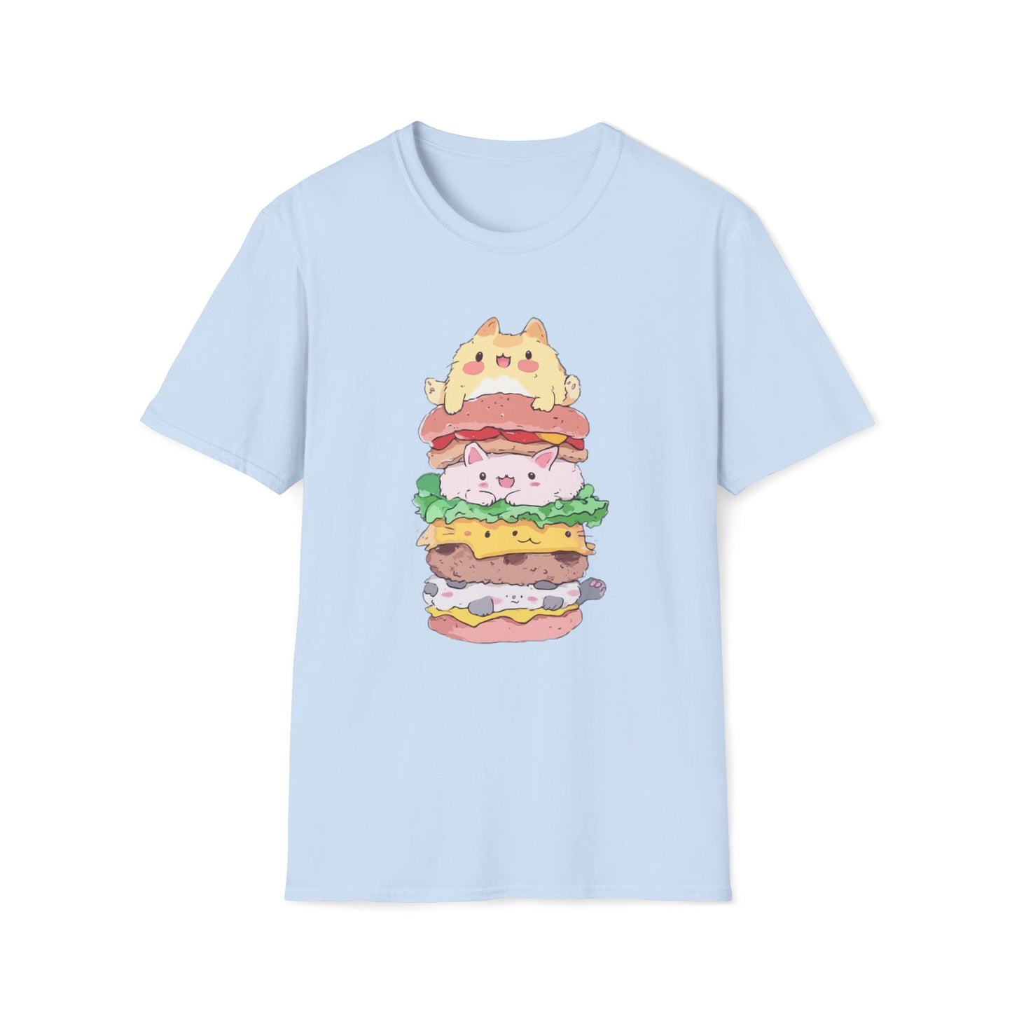 Stacked Kawaii Cat Burger T-Shirt