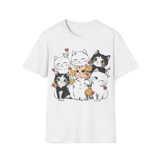 Purrfectly Bloomed – Cute Floral Cat T-Shirt