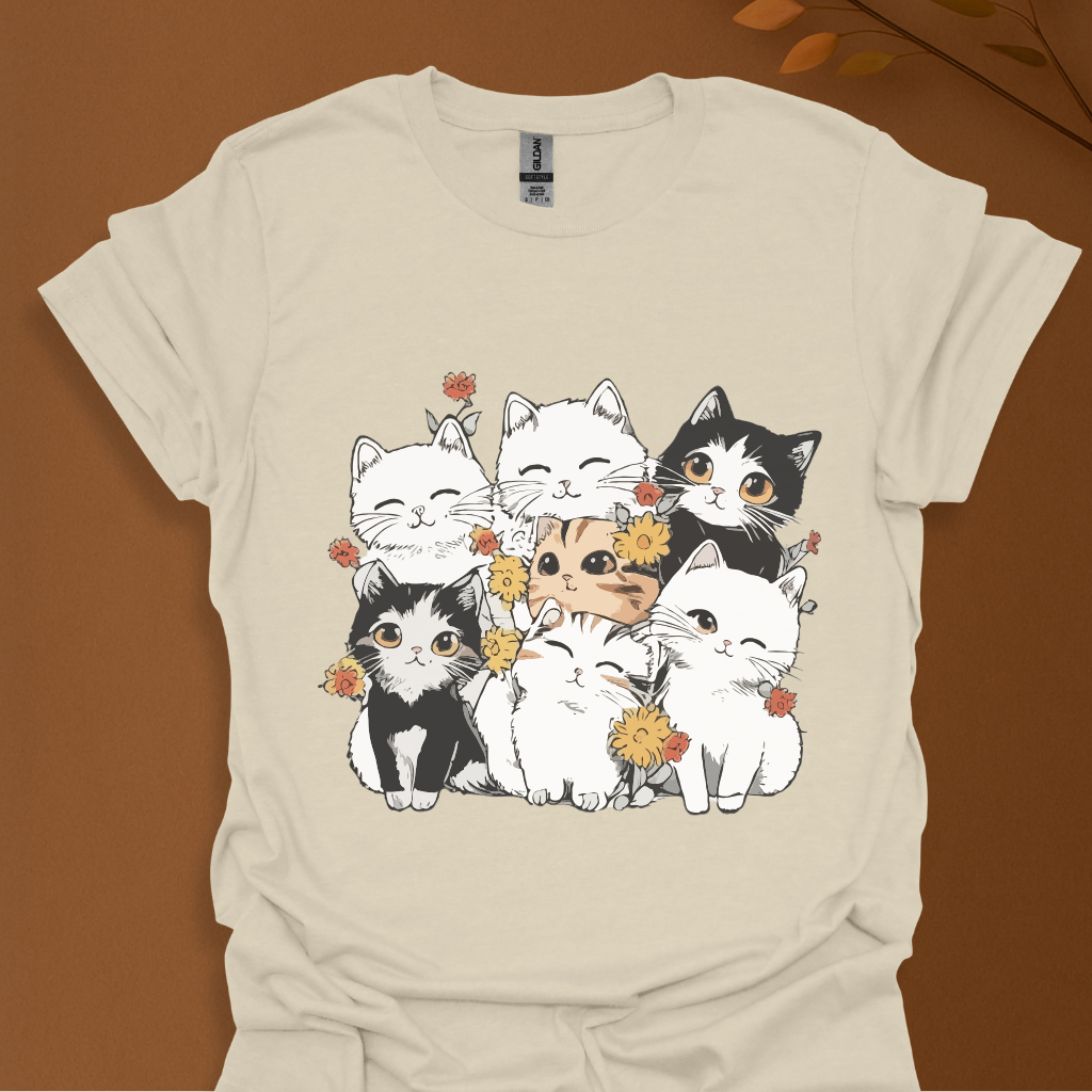 Purrfectly Bloomed – Cute Floral Cat T-Shirt