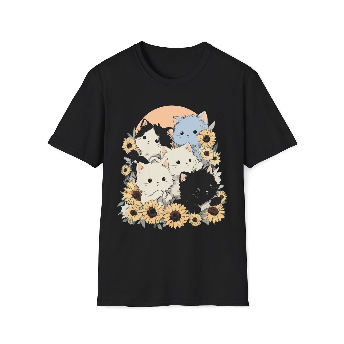 Sunflower Squad – Cute Kitten Bloom Tee