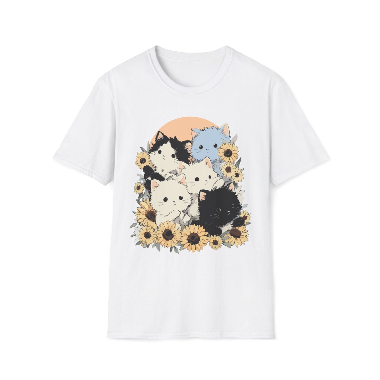 Sunflower Squad – Cute Kitten Bloom Tee