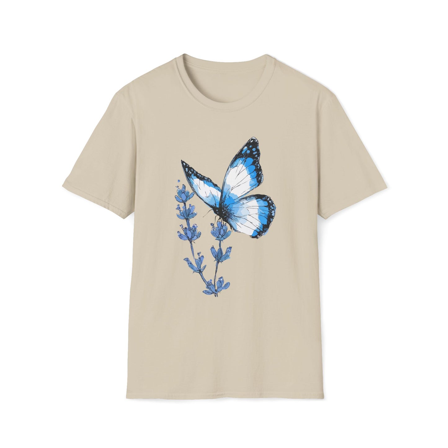 Blue Monarch & Lavender – Watercolor Butterfly Aesthetic Tee