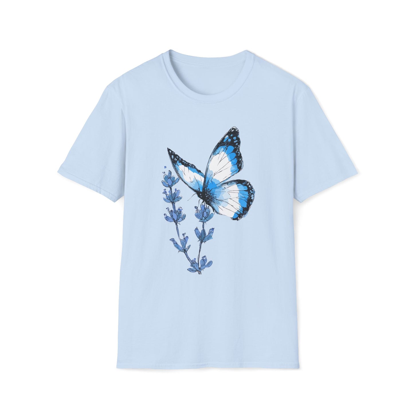 Blue Monarch & Lavender – Watercolor Butterfly Aesthetic Tee