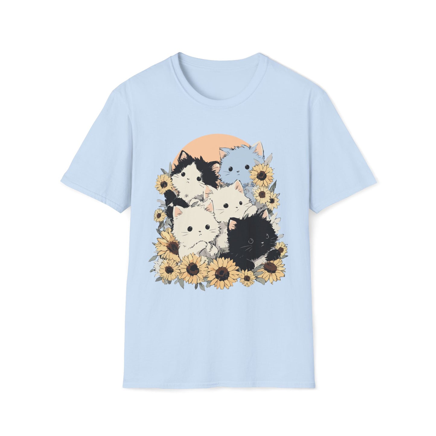 Sunflower Squad – Cute Kitten Bloom Tee