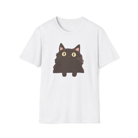 Fluffy Black Cat Stare T-Shirt