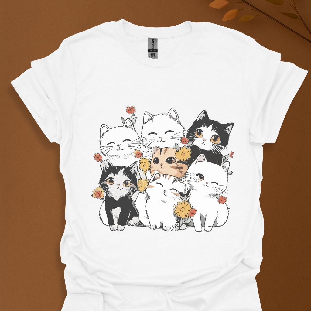 Purrfectly Bloomed – Cute Floral Cat T-Shirt