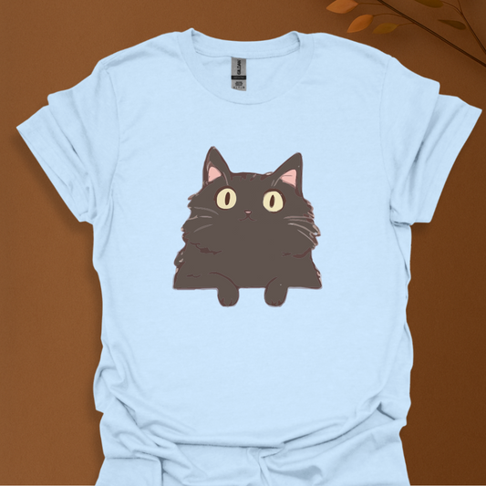 Fluffy Black Cat Stare T-Shirt