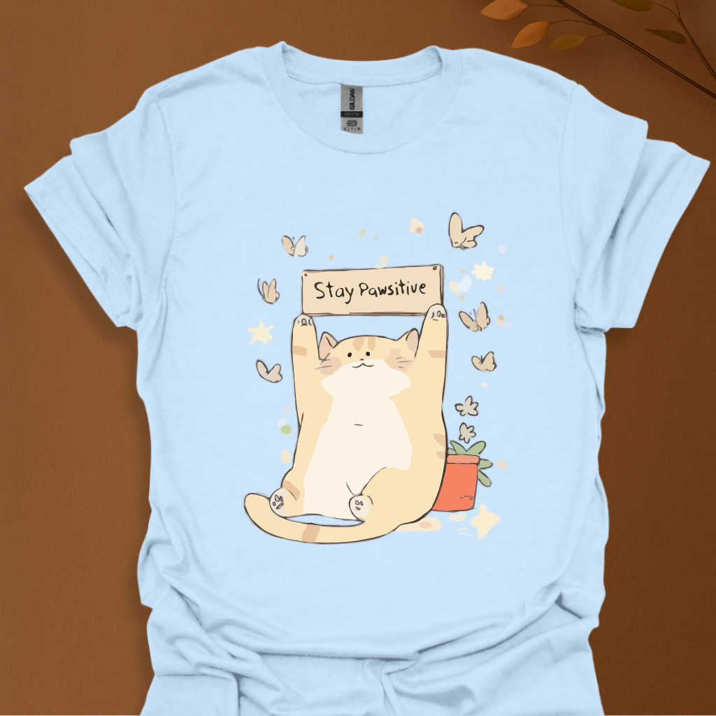 Stay Pawsitive – Cute Cat Motivation T-Shirt
