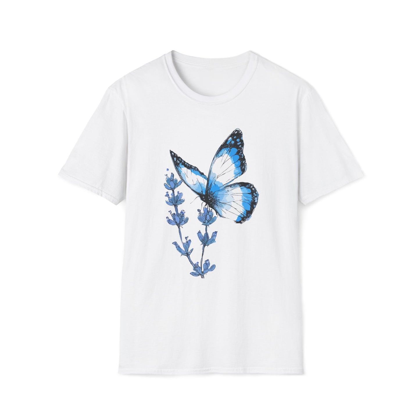 Blue Monarch & Lavender – Watercolor Butterfly Aesthetic Tee