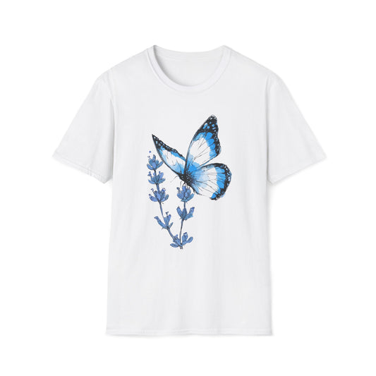 Blue Monarch & Lavender – Watercolor Butterfly Aesthetic Tee