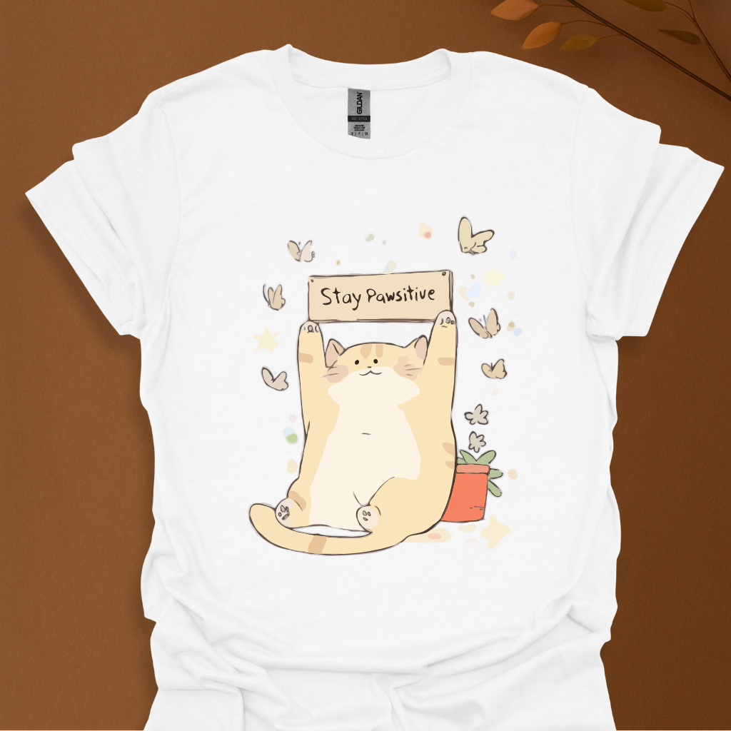 Stay Pawsitive – Cute Cat Motivation T-Shirt