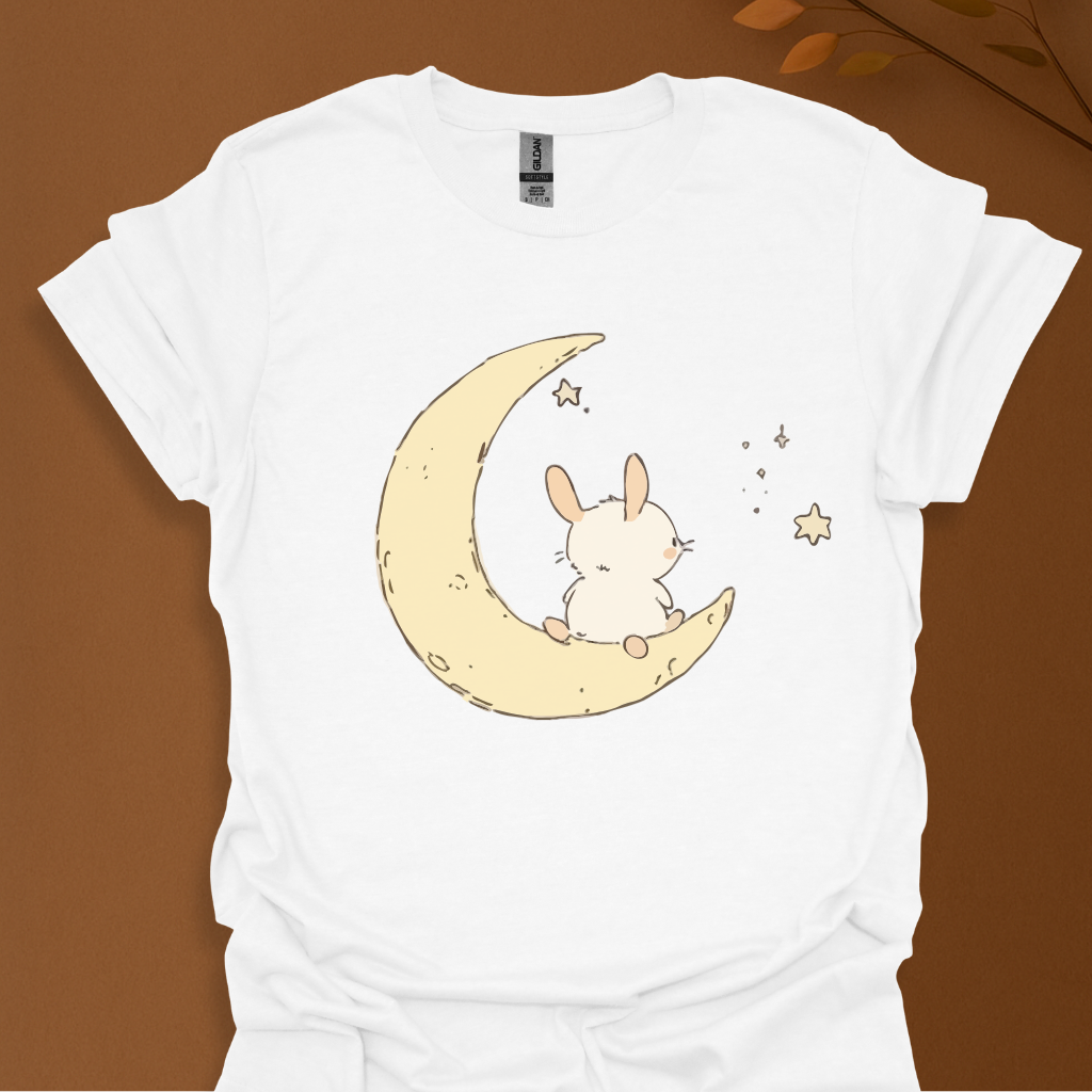 Bunny on the Moon – Dreamy Minimalist T-Shirt