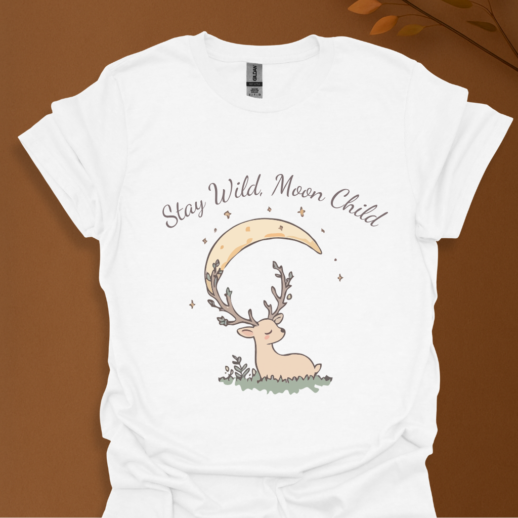 Stay Wild, Moon Child" Deer & Moon T-Shirt