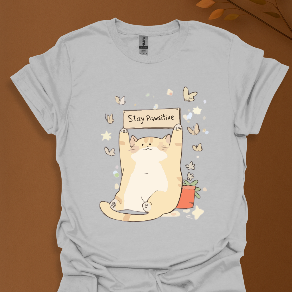 Stay Pawsitive – Cute Cat Motivation T-Shirt