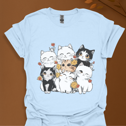 Purrfectly Bloomed – Cute Floral Cat T-Shirt