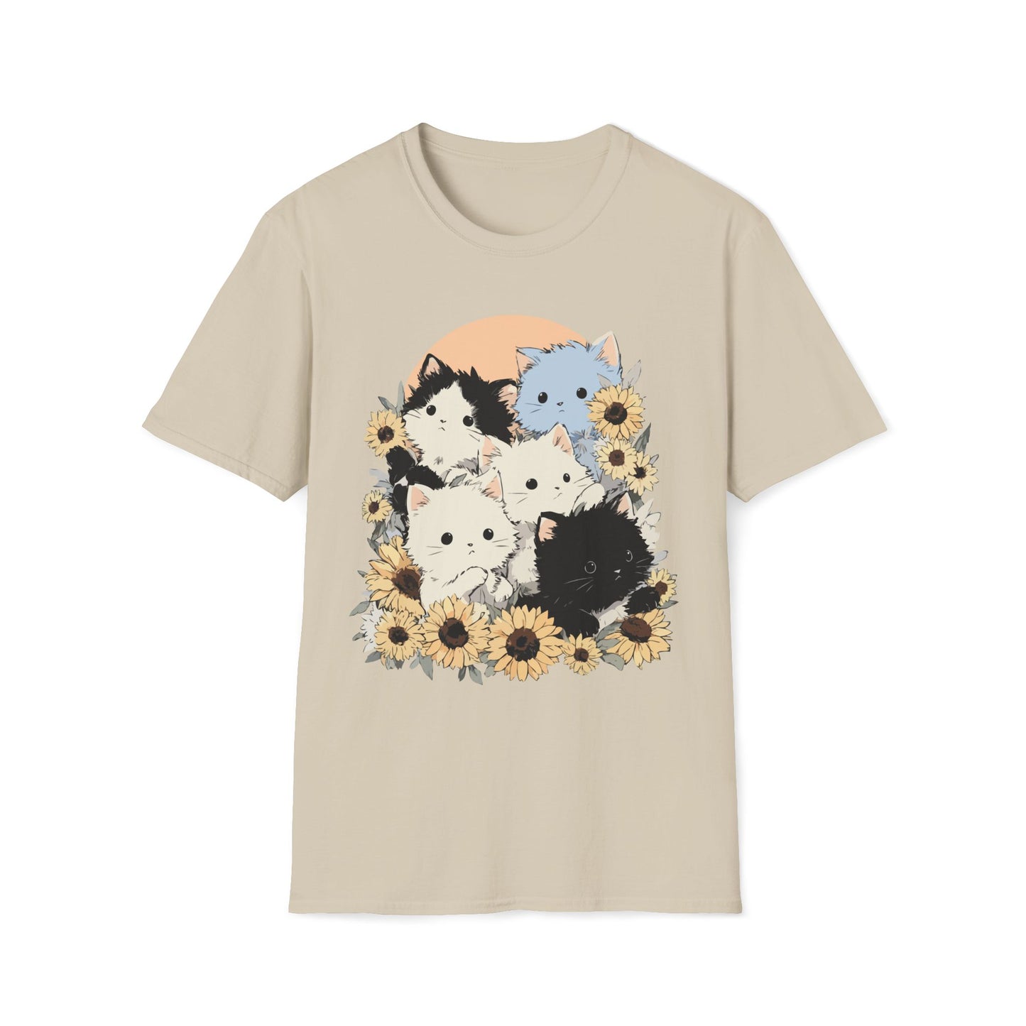 Sunflower Squad – Cute Kitten Bloom Tee