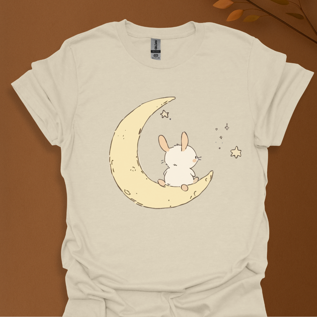 Bunny on the Moon – Dreamy Minimalist T-Shirt