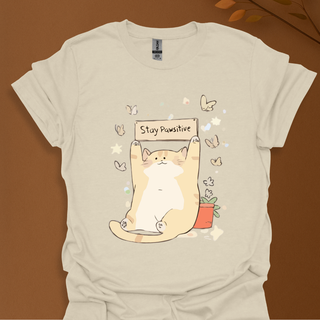Stay Pawsitive – Cute Cat Motivation T-Shirt