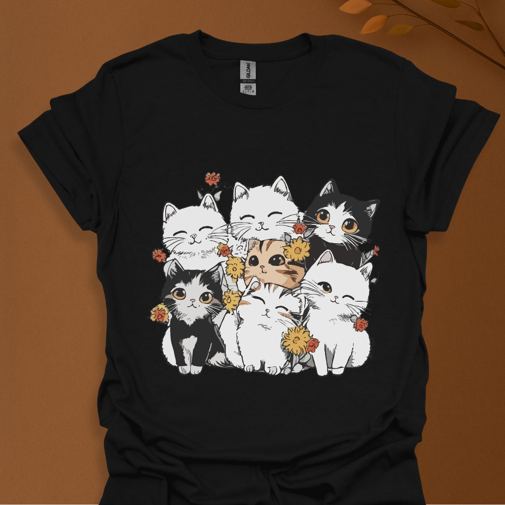 Purrfectly Bloomed – Cute Floral Cat T-Shirt