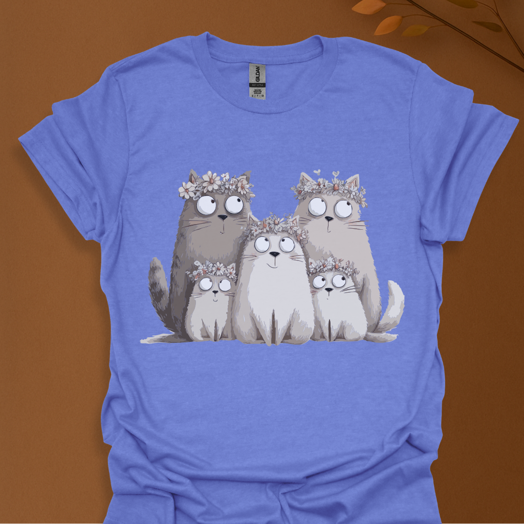 Flower Crown Cat Family T-Shirt