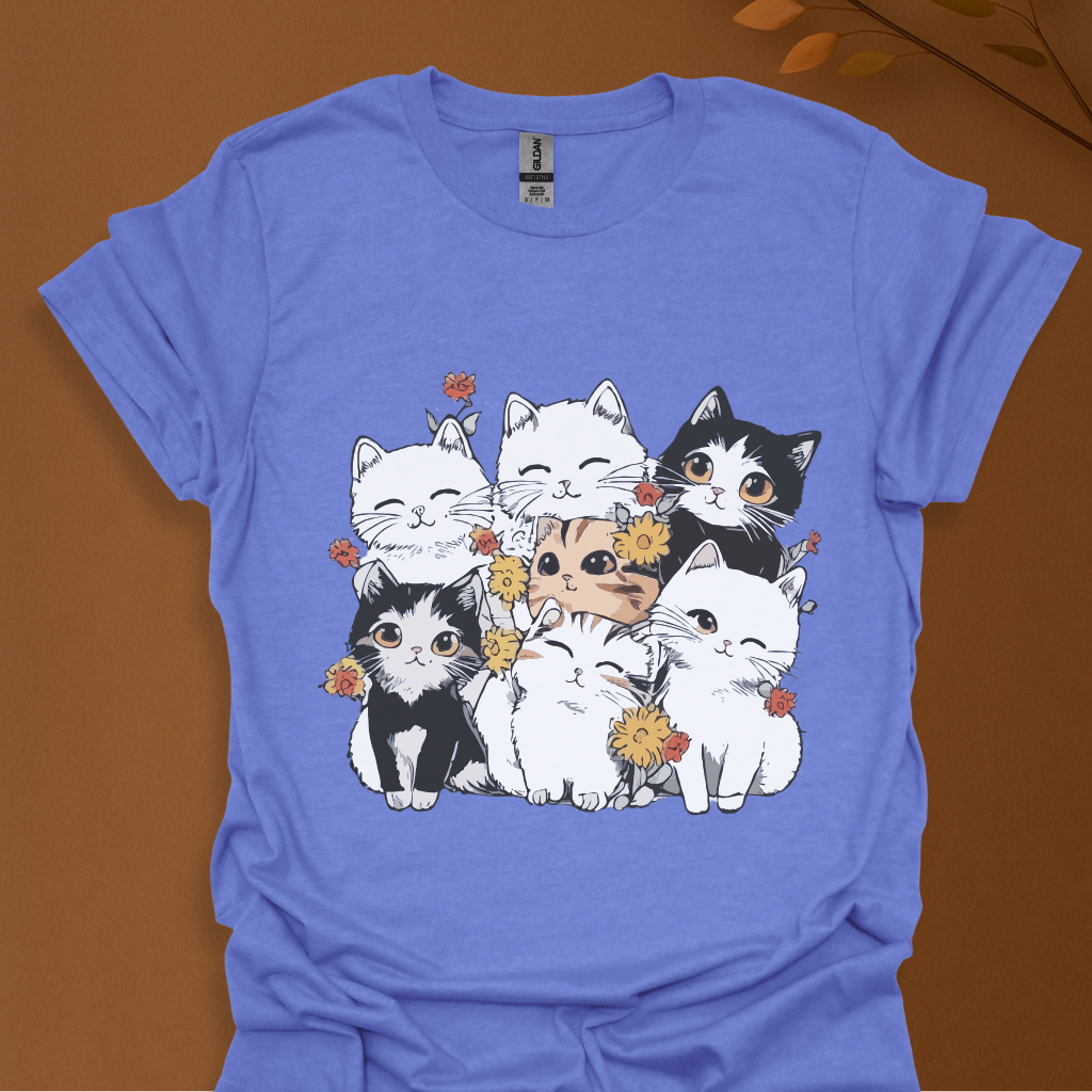 Purrfectly Bloomed – Cute Floral Cat T-Shirt