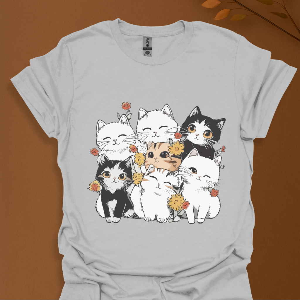 Purrfectly Bloomed – Cute Floral Cat T-Shirt