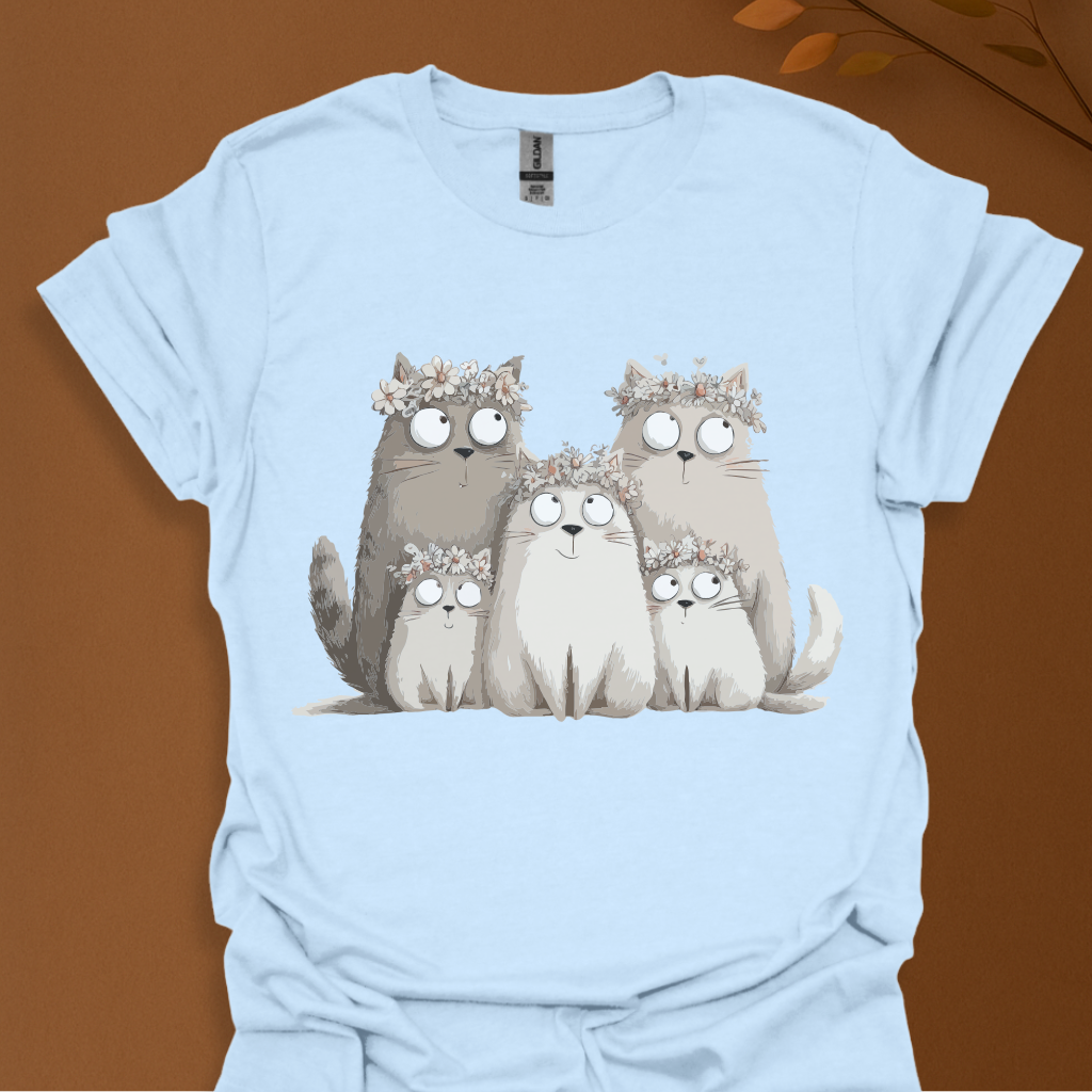 Flower Crown Cat Family T-Shirt