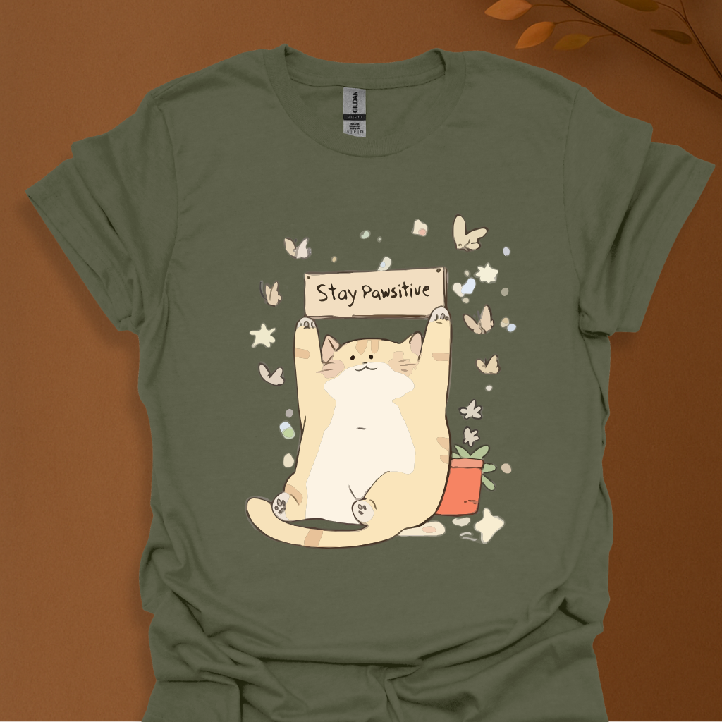 Stay Pawsitive – Cute Cat Motivation T-Shirt