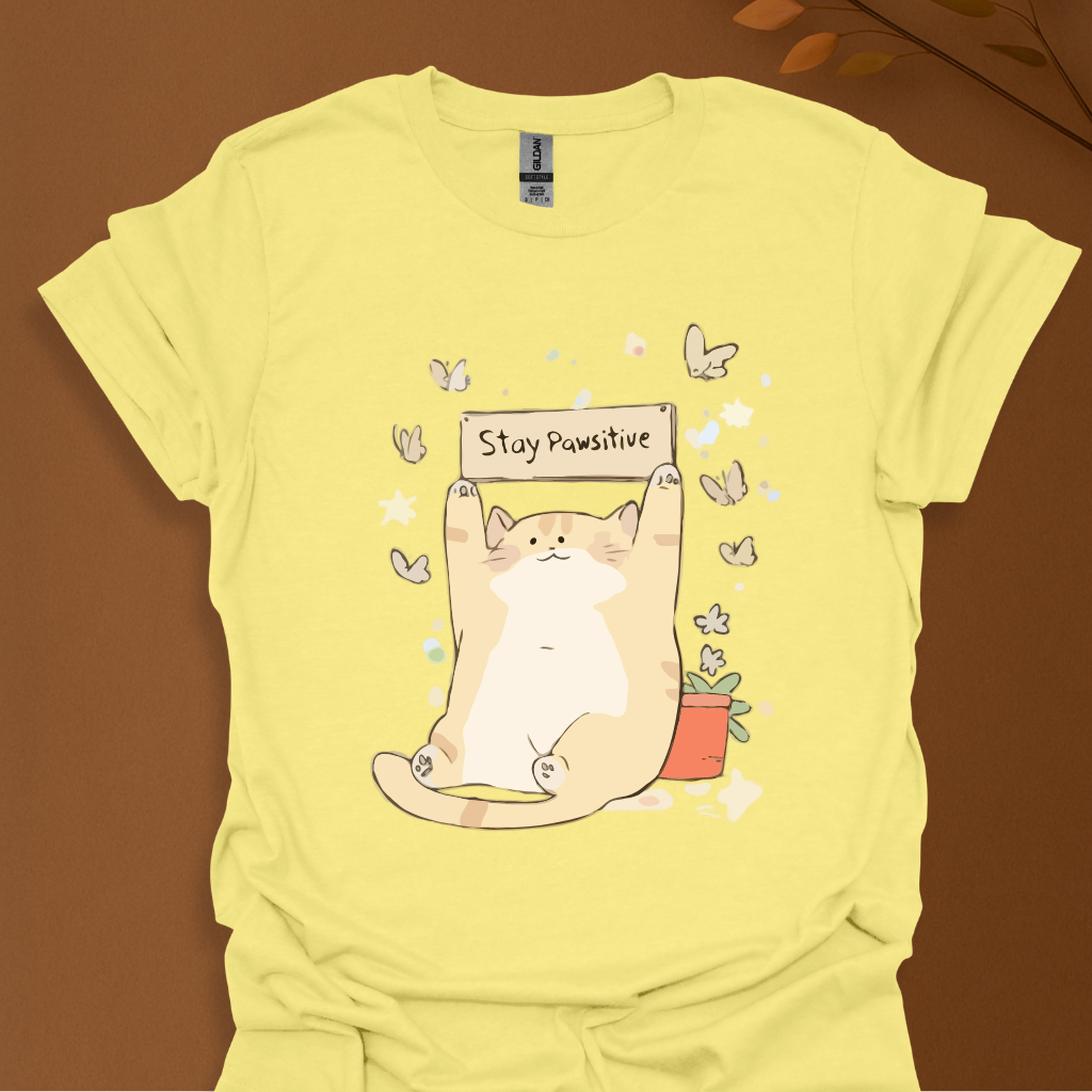 Stay Pawsitive – Cute Cat Motivation T-Shirt
